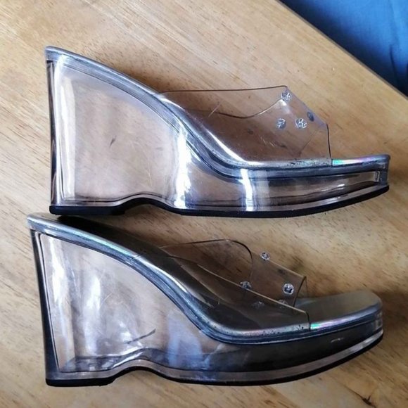 Vintage crystal mules wedge clogs size 7.5 - Picture 3 of 3